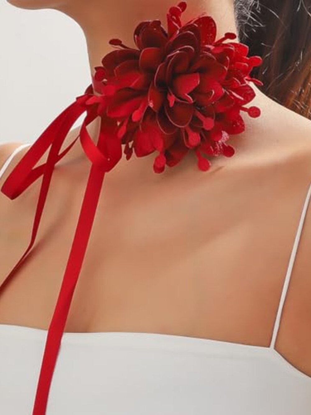 Rose Black Velvet Floral Choker Necklace - Camellia Daisy Rosette - Spring Summe
